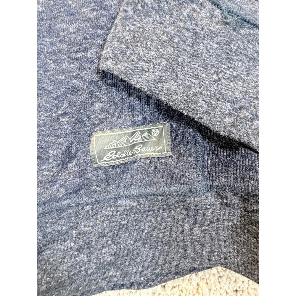 Eddie Bauer‎ Mens Lounge Sweatshirt Large Blue Heather Raglan Crewneck Fleece L - Picture 2 of 7